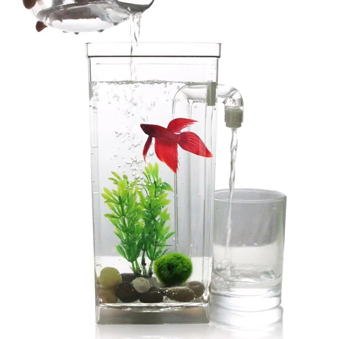 Marine Aquarium With Sump - 怠惰な無料水交換デスクトップ水槽ミニクリエイティブ金魚水槽小型プラスチックベタ魚ボックス水族館アクセサリー