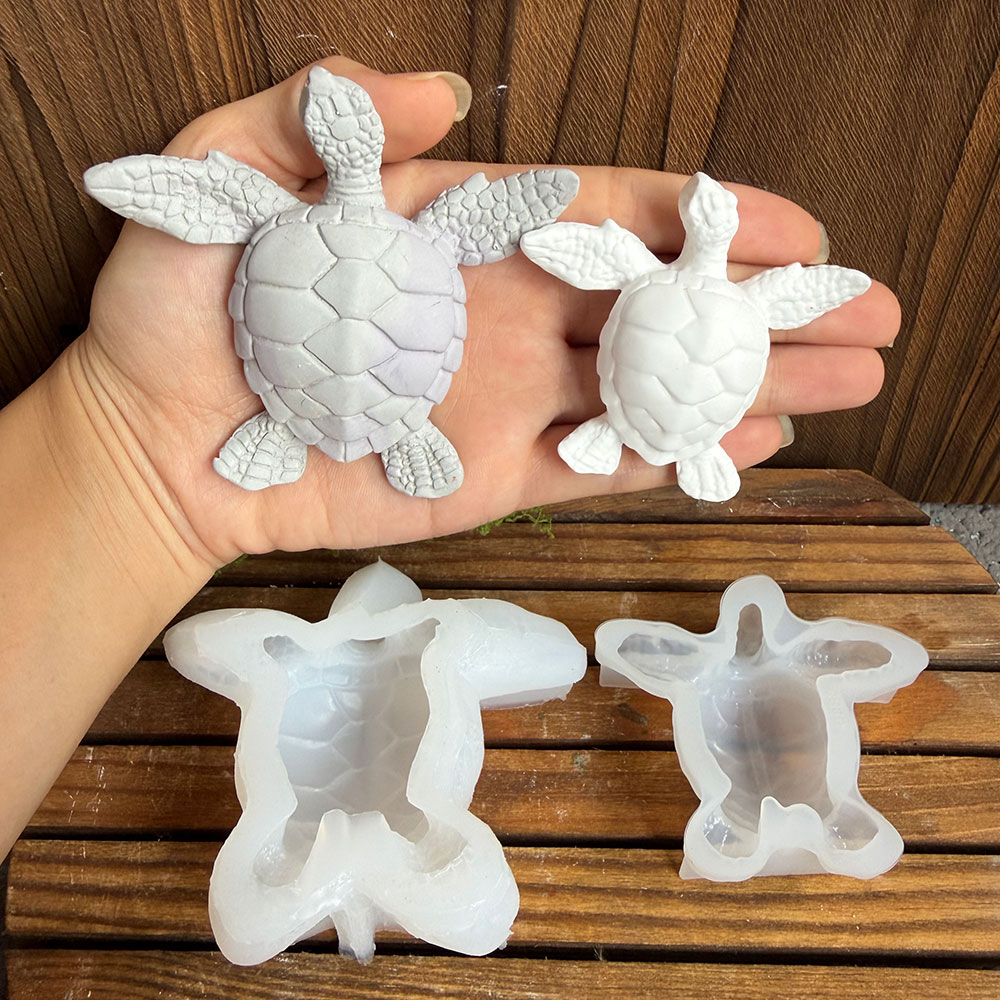 Marine Aquarium Epoxy - 2個入りウミガメシリコンモールド、DIY石鹸石膏エポキシ樹脂フィギュアモールドキット、水槽デスクデコレーション