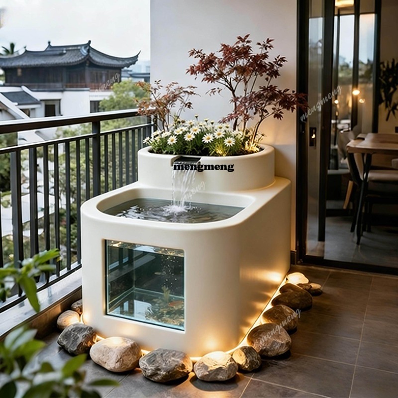 Marine Aquarium With Sump - 流水循環中庭造園ヴィラ組み合わせプールステンレス鋼製水槽魚滝噴水フラワーボックス