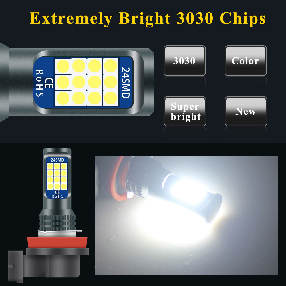 2個入り 車用フォグランプ H8 H11 H9 LEDバルブ - Actinic Blue Led のレビューと価格